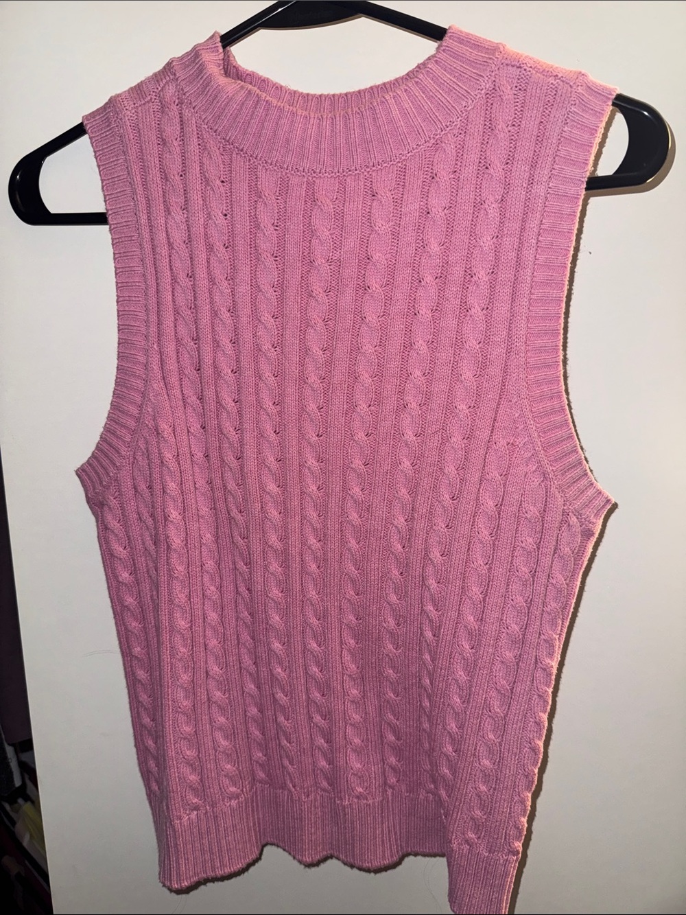 bp Pink Cable-Knit Sleeveless Mock Neck Top